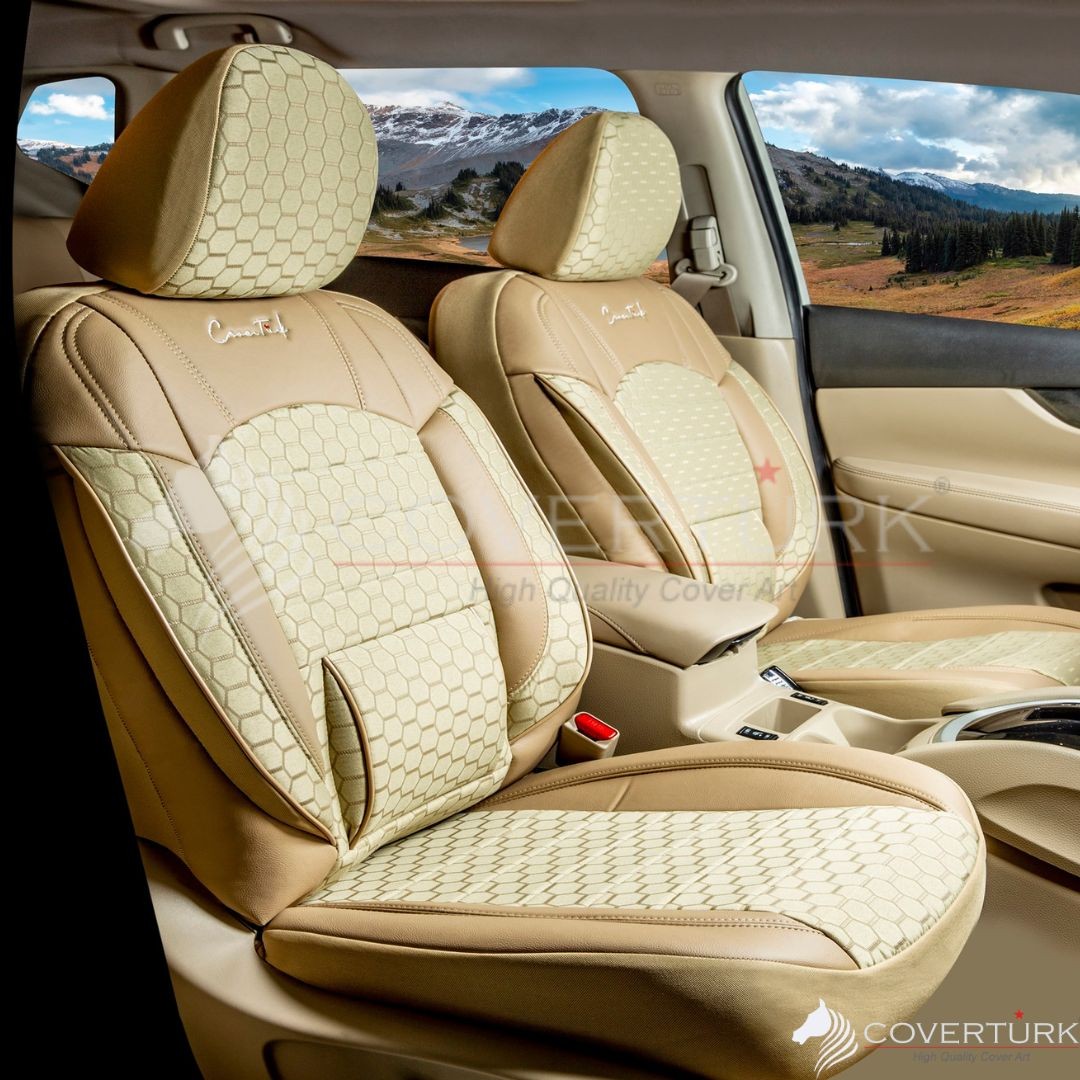 Class Petek Serisi Bej-Bej Universal Koltuk Kılıfı   -