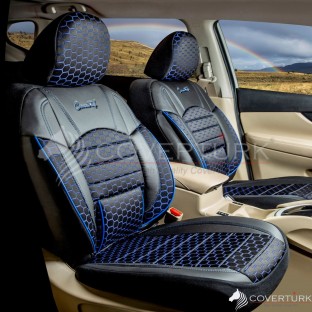 Jakar Class Petek Serisi Füme-Füme Universal Koltuk Kılıfı  Class Petek Serisi Siyah-Mavi Universal Koltuk Kılıfı