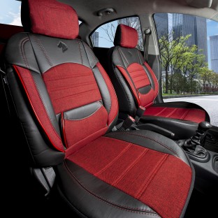 Keten Kumaş Siyah - Kırmızı Kılıf Seti - $i